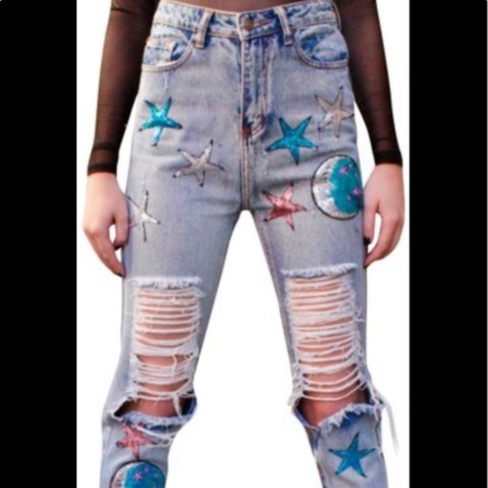 TAIGWAH JEANS SIZE 6 STAR MOON SEQUENCE